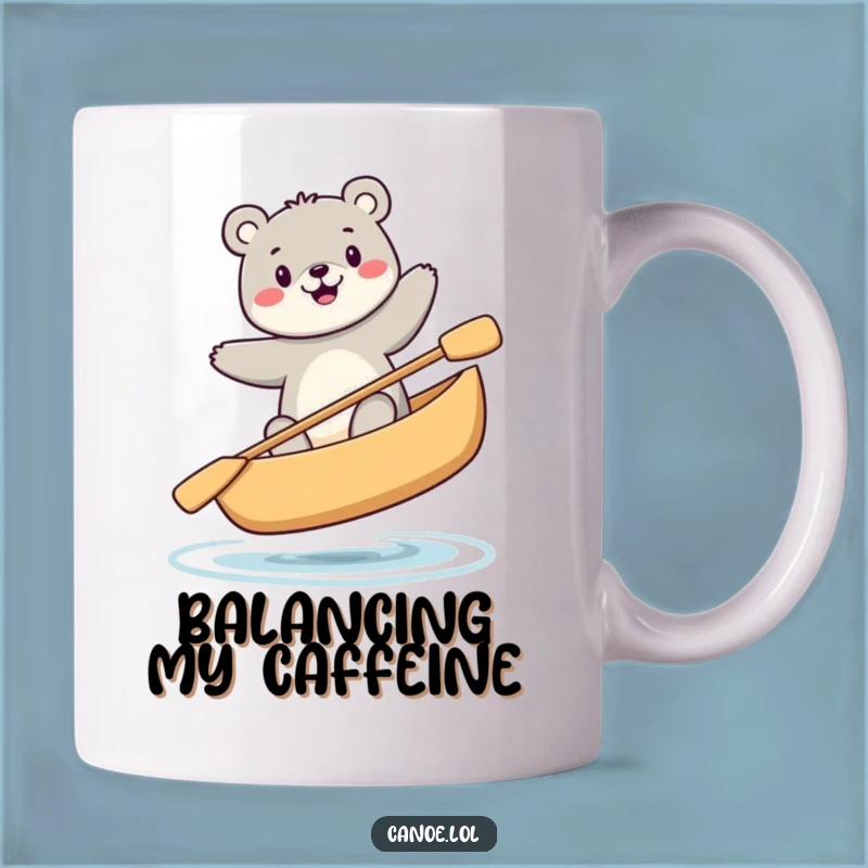 Funny Bear Canoe Balance Mug, Precarious Sit Humor, Perfect Funny Gift