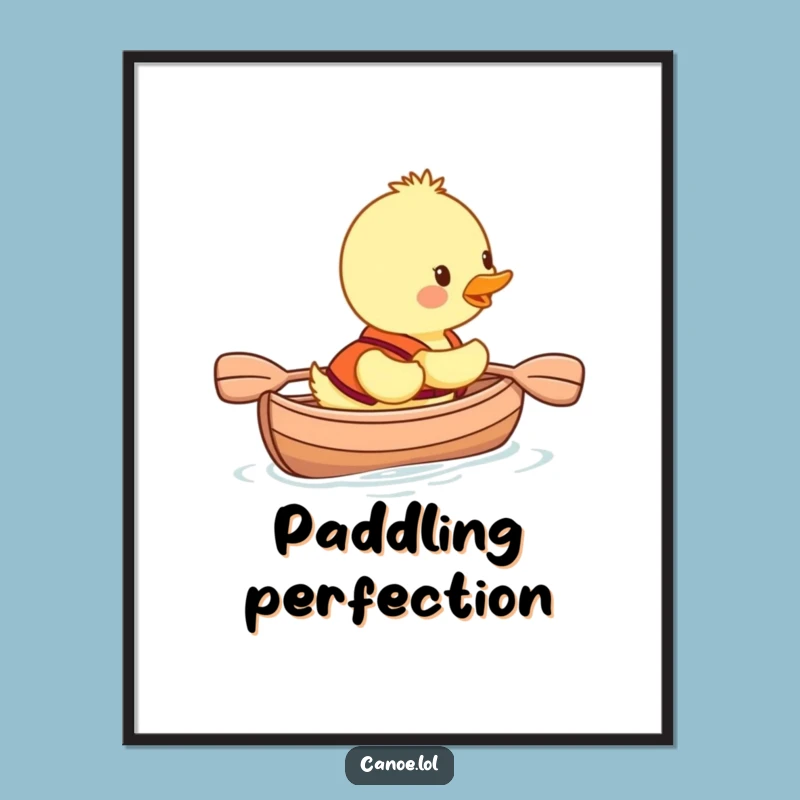 Funny Duckling Canoe Digital Art, Adorable Life Vest Paddle Print, Perfect Funny Gift