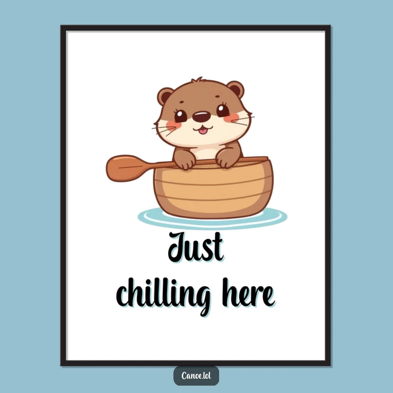 Funny Otter Canoe Digital Art: Instantly Downloadable River Charm for Your Walls!