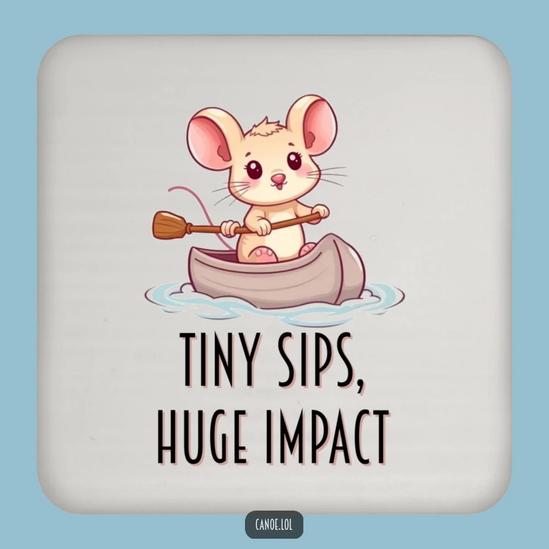 Funny Brave Mouse Canoe Drink Coaster: Protect Surfaces with Tiny Hero Determination