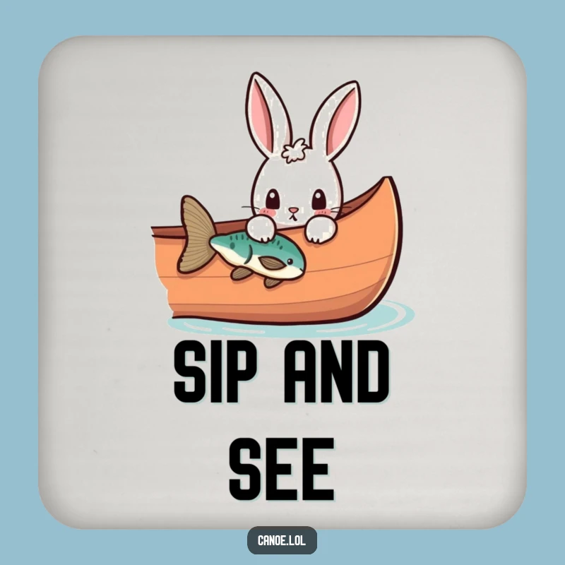 Funny Rabbit Canoe Coaster, Curious Peek Protector, Perfect Funny Gift