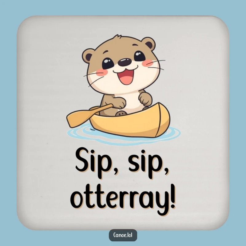 Funny Otter Canoe Drink Coaster: Protect Surfaces with this Grinning Wildlife Gift