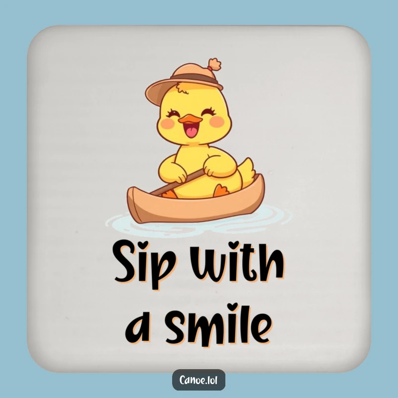 Funny Joyful Duckling Canoe Drink Coaster: Protect Surfaces with Cute Hat Fun