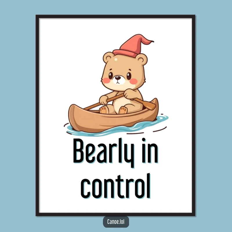 Funny Bear Cub Canoe Poster: Bring the Spirit of Adventure Home!