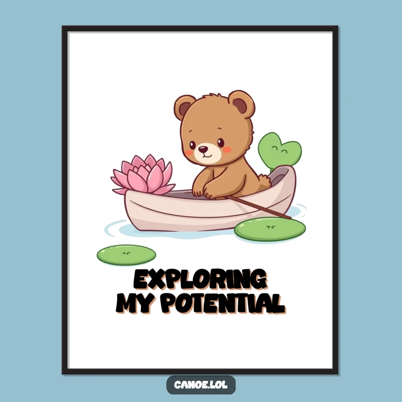 Funny Bear Cub Canoe Poster: Decorate with this Curious Nature Explorer Art Gift