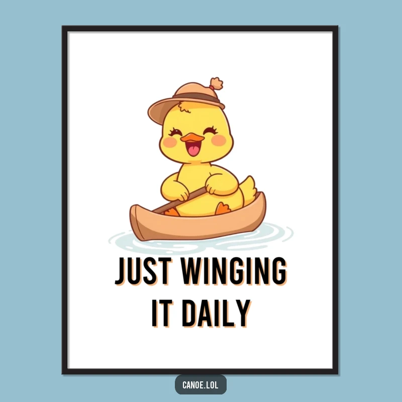 Funny Joyful Duckling Canoe Poster: Decorate with this Hat-Worn Waterfowl Art Gift