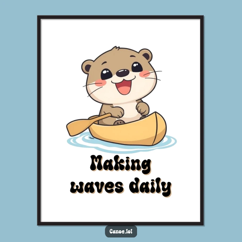 Funny Otter Canoe Poster: Brighten Your Wall with this Grinning Wildlife Art Gift