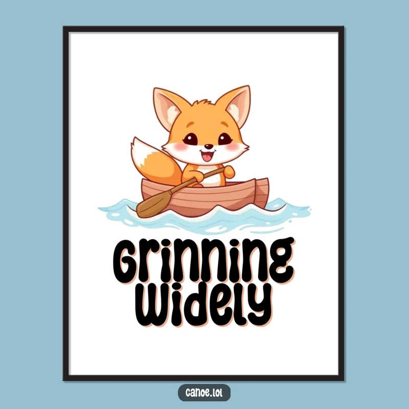 Funny Fox Canoe Wall Art, Cheerful Grin Poster, Perfect Funny Gift