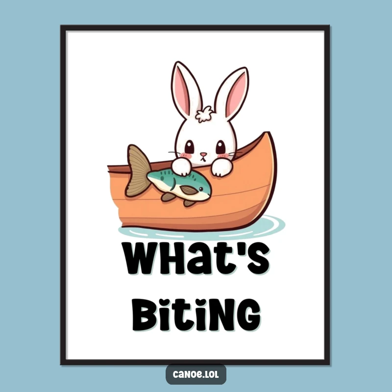 Funny Rabbit Canoe Wall Art, Curious Peek Poster, Perfect Funny Gift
