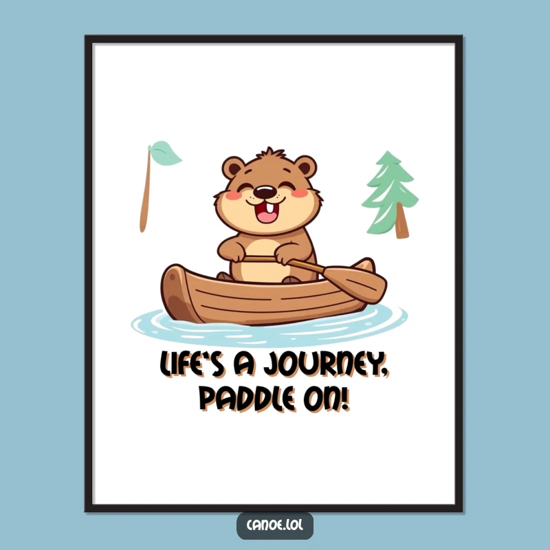 Funny Free Printable Wall Art: Beaver Canoe Downloadable Art for Home