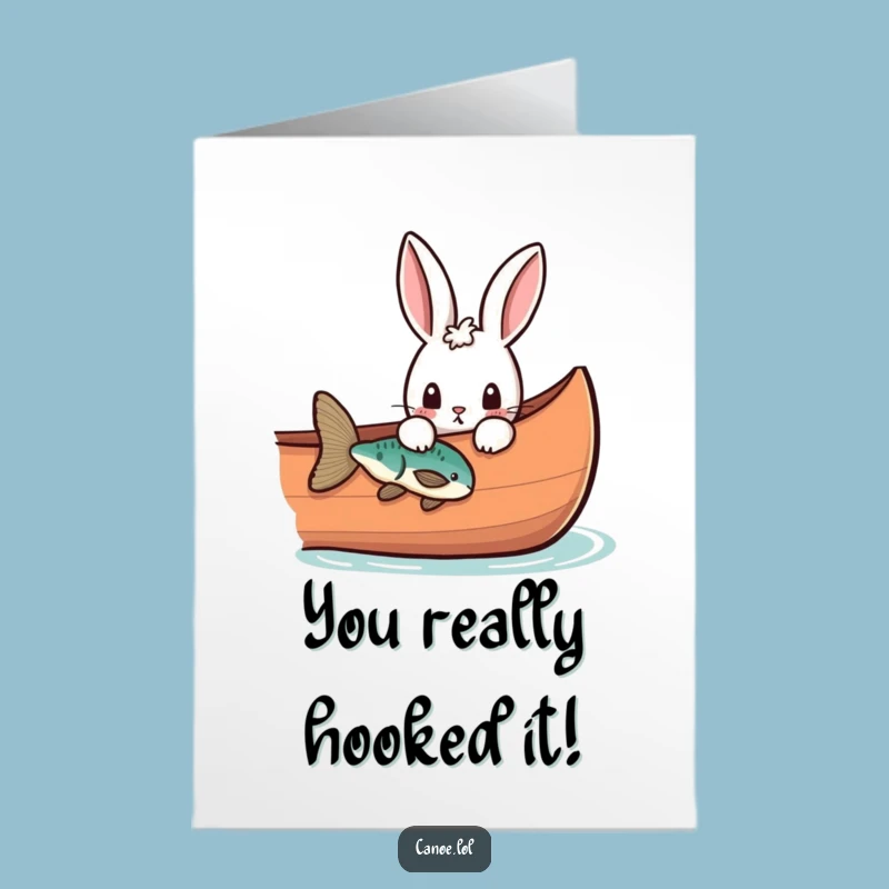 Free Printable Congrats Rabbit Canoe Card: Funny Downloadable Gift