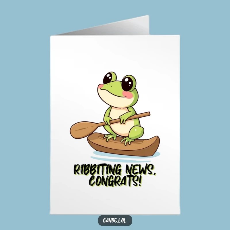 Free Printable Congrats Card: Frog's Paddle Balance - Downloadable Success & Humor!
