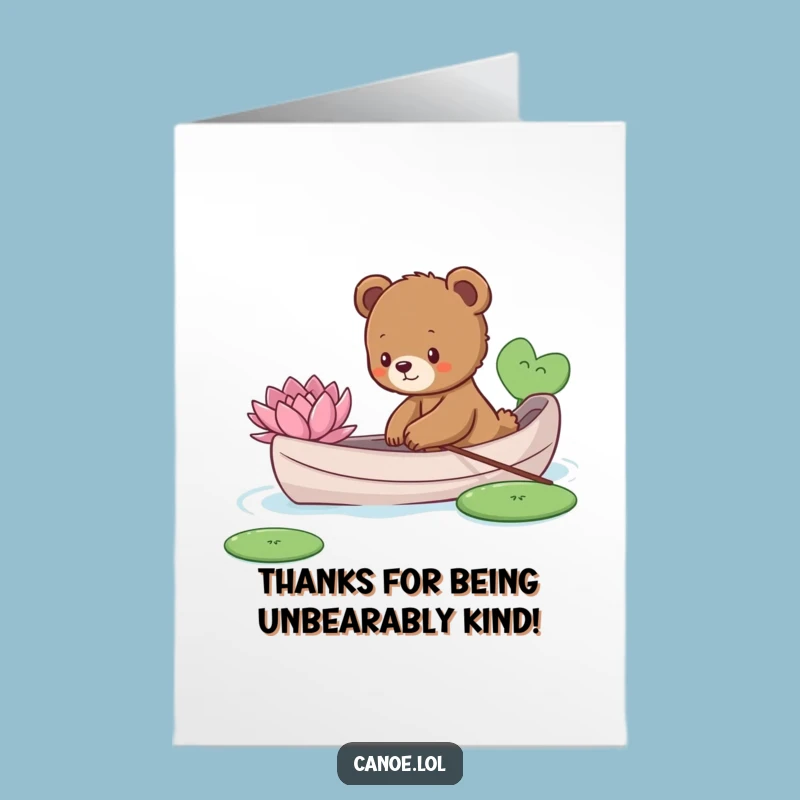 Free Printable Bear Cub Thank You Card: Curious Canoe, Funny Downloadable Gratitude!