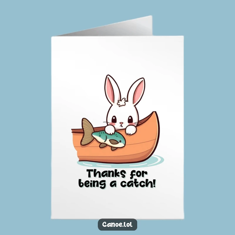 Free Printable Thank You Rabbit Canoe Card: Funny Downloadable Gift