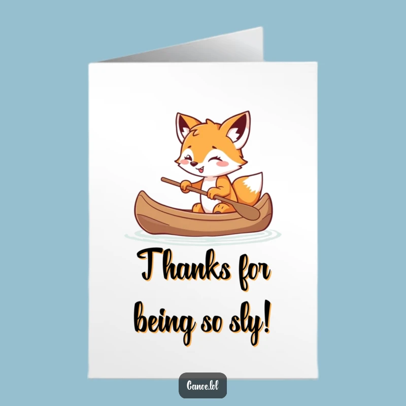 Free Printable Fox Cub Thank You Card: Mischief Canoe, Funny Downloadable Gratitude!