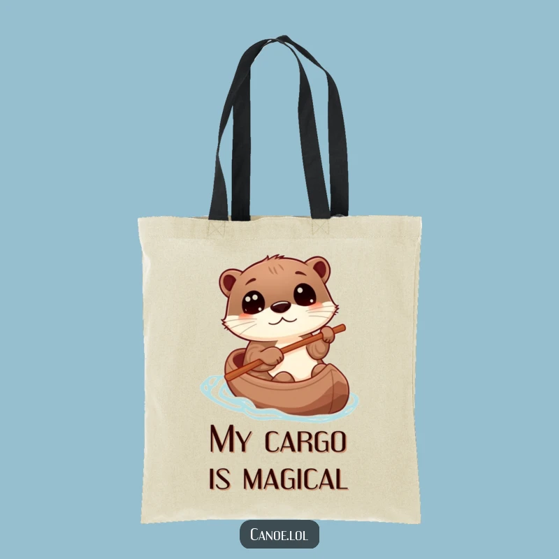 Funny Otter Canoe Tote Bag, Playful Explorer Carry-All, Perfect Funny Gift