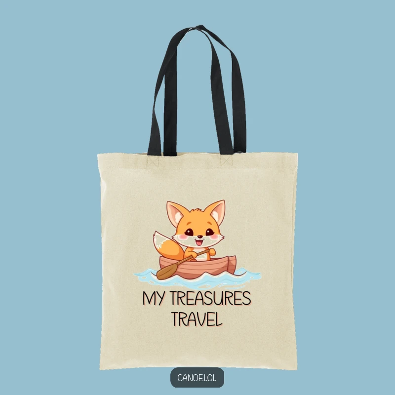 Funny Fox Canoe Tote Bag, Cheerful Grin Carry-All, Perfect Funny Gift